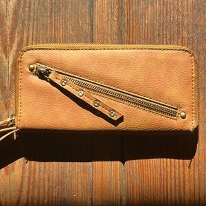 Free People Brown Vegan Wristlet Wallet